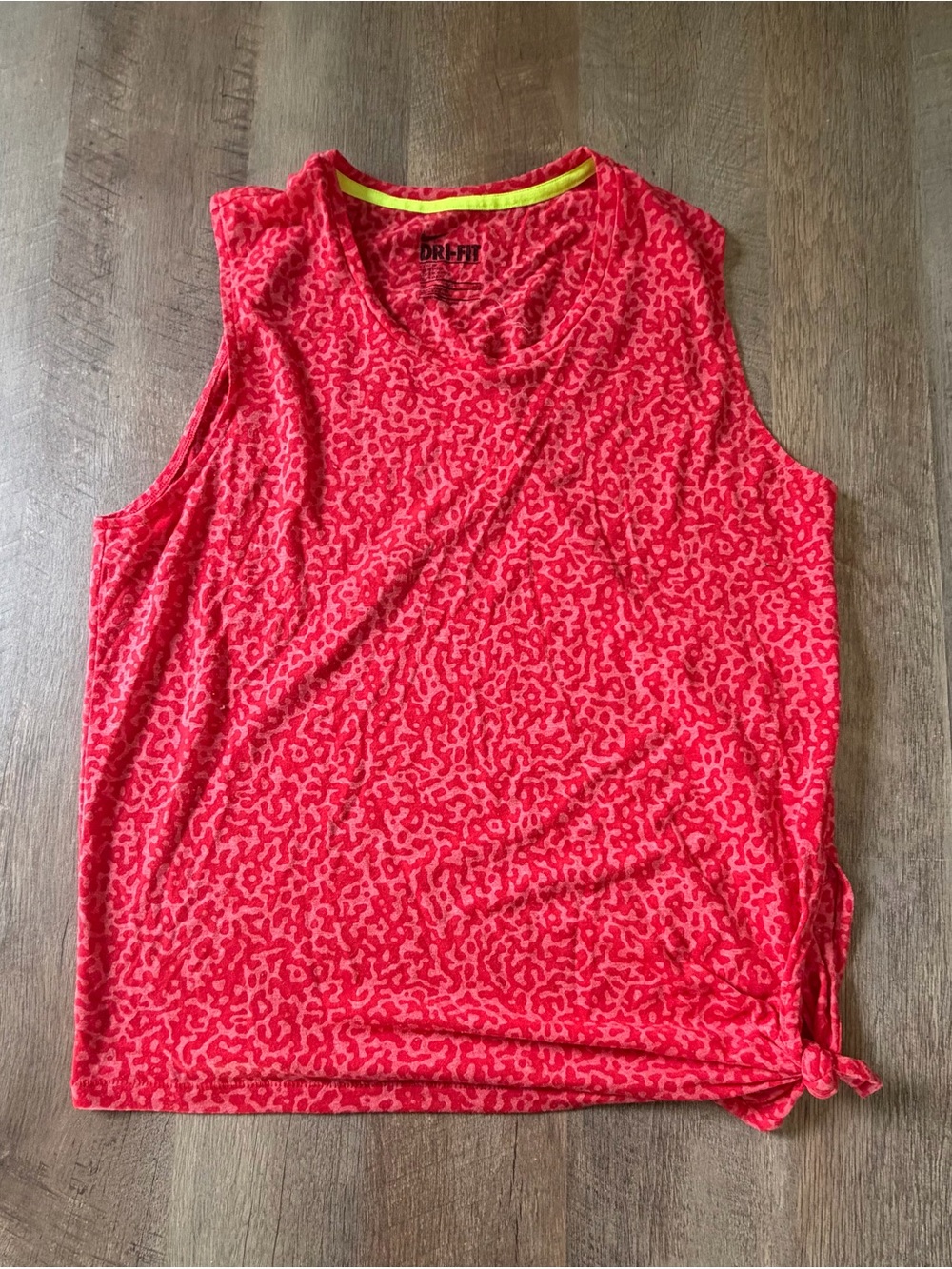 Nike Dri-FIT Red Animal Print Sleeveless Side Tie Tank Top |Women’s Medium